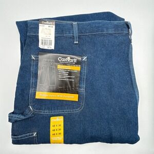 Carhartt Washed Denim Work Dungaree Pants Jeans Mens 48X30 B13 DST NWT NOS